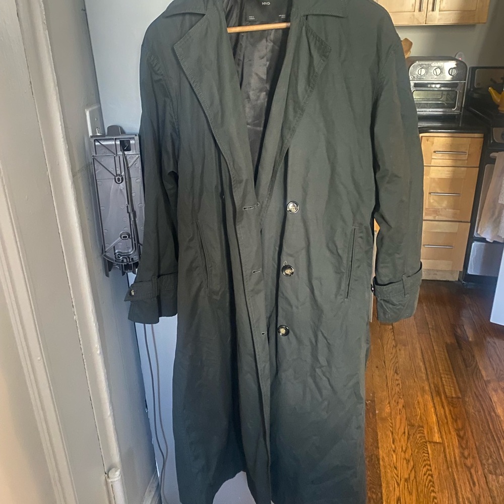 MANGO forest green trench coat